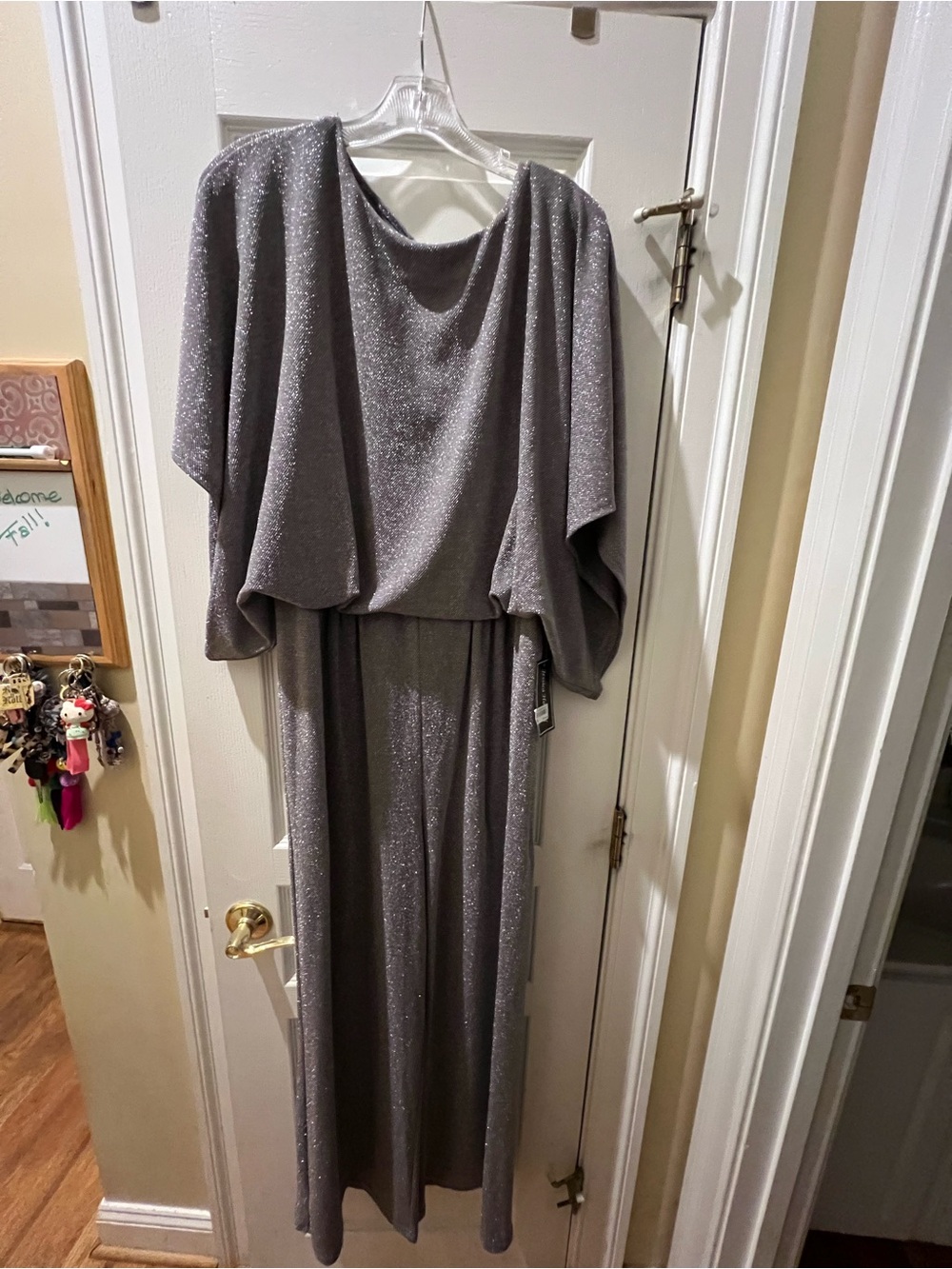 Silver gray sparkly jumpsuit, size 16, new with tags